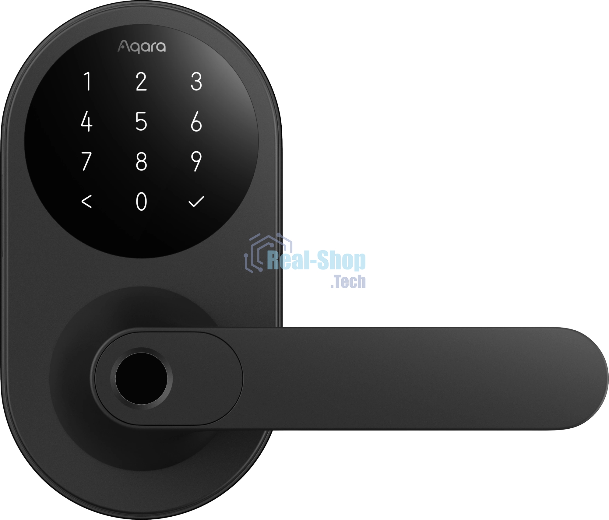 Умный замок Aqara Smart Door Lock U300 навесной разбл.отпеч.паль./код/пар/NFC/прил/мех.кл черный (DL-D02D BL)