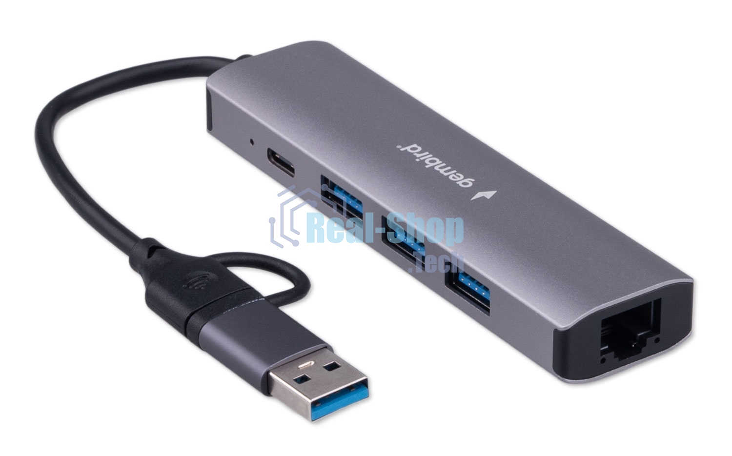 Док-станция Gembird UHB-D7, USB Type-C + USB, 3хUSB3.1, Type-C, RJ45, USB