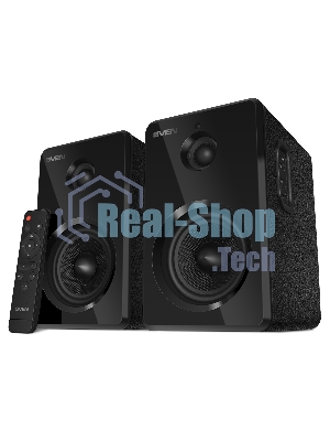 Акустическая система SVEN SPS-730 2.0 черные (2x25Вт, экокожа, USB/SD, пульт ДУ, Bluetooth)