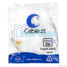 Шнур комм. Cabeus, кат. 5е, экр., F/UTP, RJ45/RJ45, LSZH, AWG24, 0.3м, серый