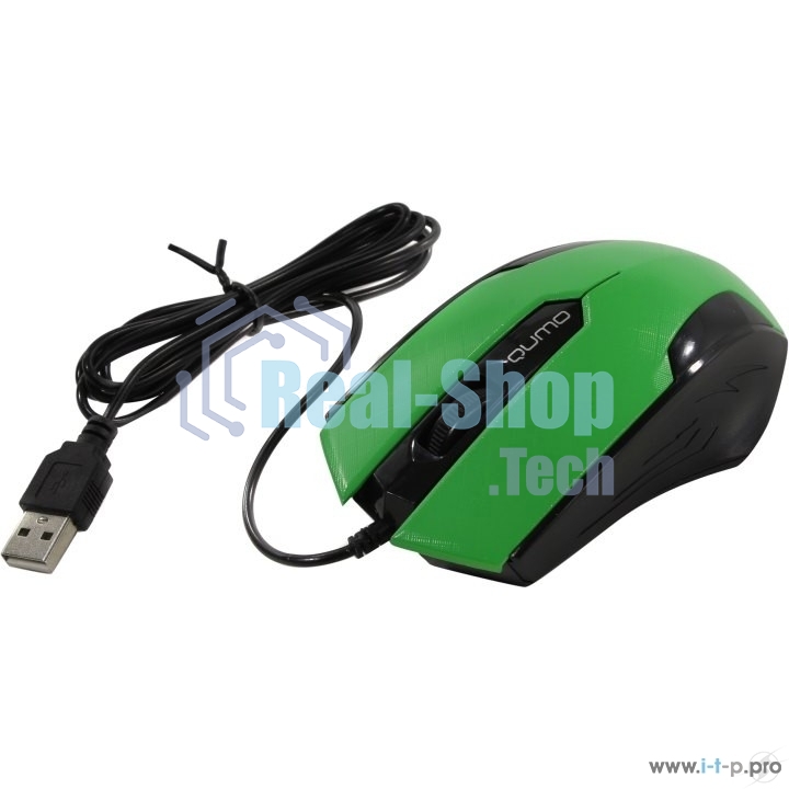 Мышь проводная Qumo Office M14 зеленый, 1000 dpi, USB, кнопки - 3