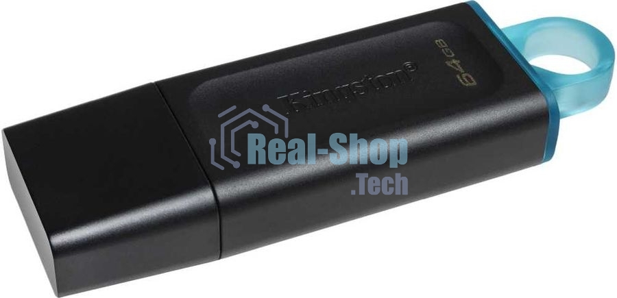 Флешка USB Kingston DataTraveler Exodia (DTX/64GB), 64Gb, USB 3.2 Gen 1, R/W 200/60, черный/бирюзовый