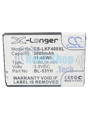 Аккумулятор CameronSino CS-LKF400XL BL-53YH для LG G3 Stylus D690 3.8V, 3000mAh, 11.40Wh