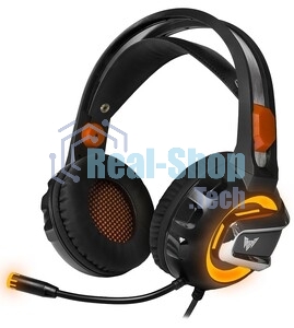 Гарнитура Crown CMGH-3003 чёрный/оранжевый, проводная, подсветка