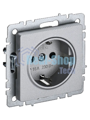 Розетка BRITE РС11-1-0-БрА 16А с заземл. без защ. шторки алюм. IEK BR-R11-16-K47