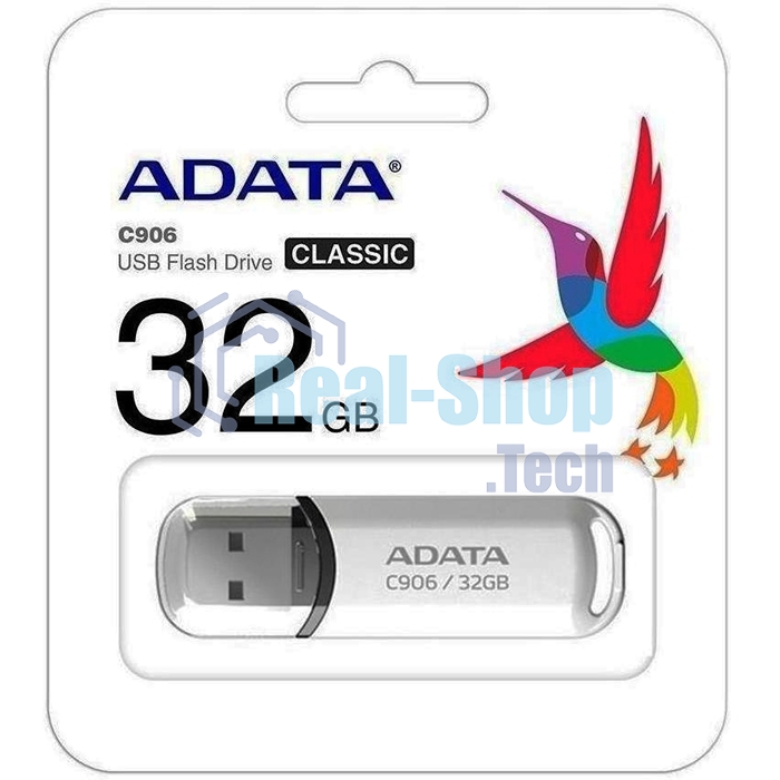 Флешка USB ADATA C906 (AC906-32G-RWH), 32Gb, USB 2.0, R/W 15/5, белый