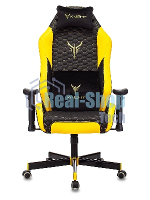 Кресло Knight Neon черный/желтый, экокожа, 120 кг, механизм качания