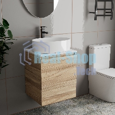 Тумба Bau Dream Blackwood 50 с дверцей, раковина BAU Nimb 50х36, смеситель для раковины высокий Hotel Black, черный