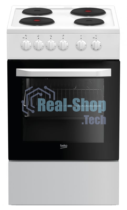 Плита электрическая Beko FFSS56000W белый, конфорок 4 шт, духовка 60 л, 50 см x 85 см x 60 см