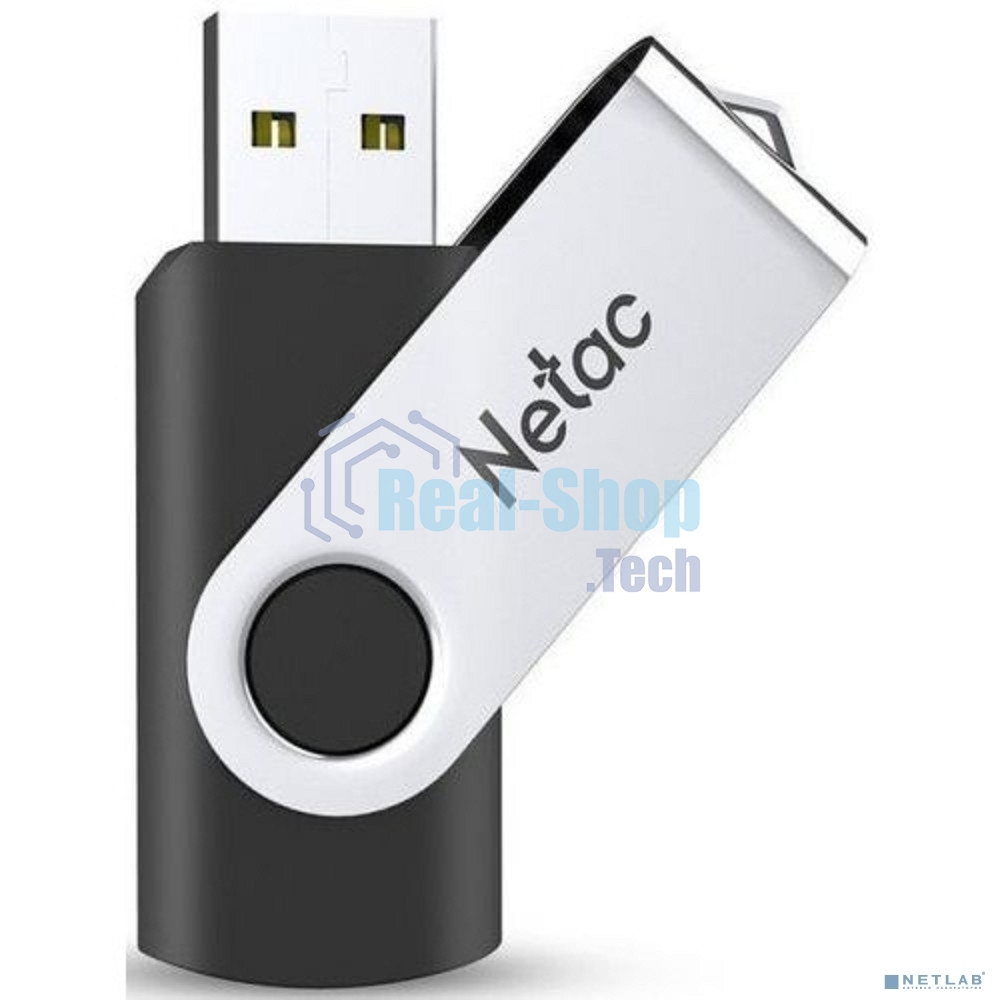 Флешка USB Netac U505 (NT03U505N-064G-20BK), 64Gb, USB 2.0, R/W 70/30, черный/серебристый
