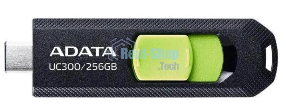 Флешка USB ADATA UC300 (ACHO-UC300-256G-RBK/GN), 256Gb, Type-C USB 3.2, R/W 100/30, черный/зеленый