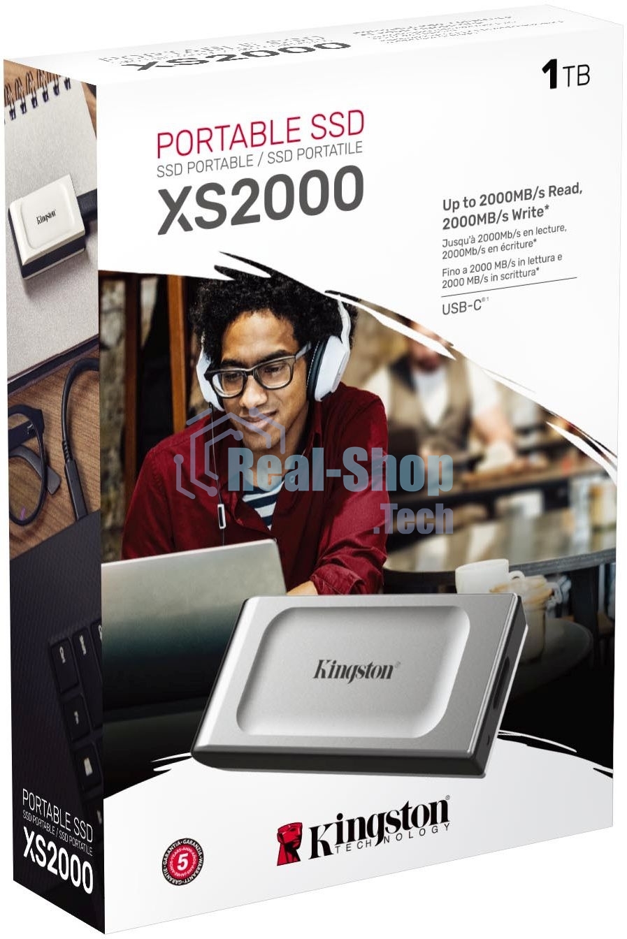 Внешний SSD Kingston SXS2000, 1TB, USB 3.2 Gen 2x2 Type-C, R/W 2000/2000, серебристый