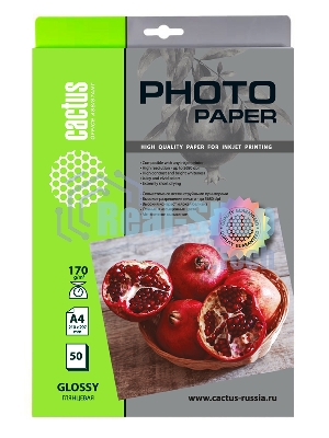 Фотобумага Cactus CS-GA417050 A4/170г/м2/50л./белый глянцевое для струйной печати