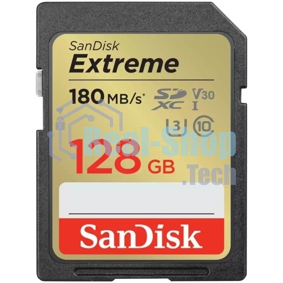 Флеш карта SD 128Gb SanDisk SDXC Class 10 V30 UHS-I U3 Extreme 180MB/s