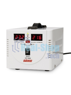 Стабилизатор напряжения Powerman AVS-D Voltage Regulator 1000VA, Digital Indication, 2x Schuko Outlets, 1m Power Cord, 230V, 1 year warranty, белый