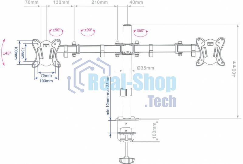 Кронштейн для мониторов Arm Media LCD-T13 черный 15