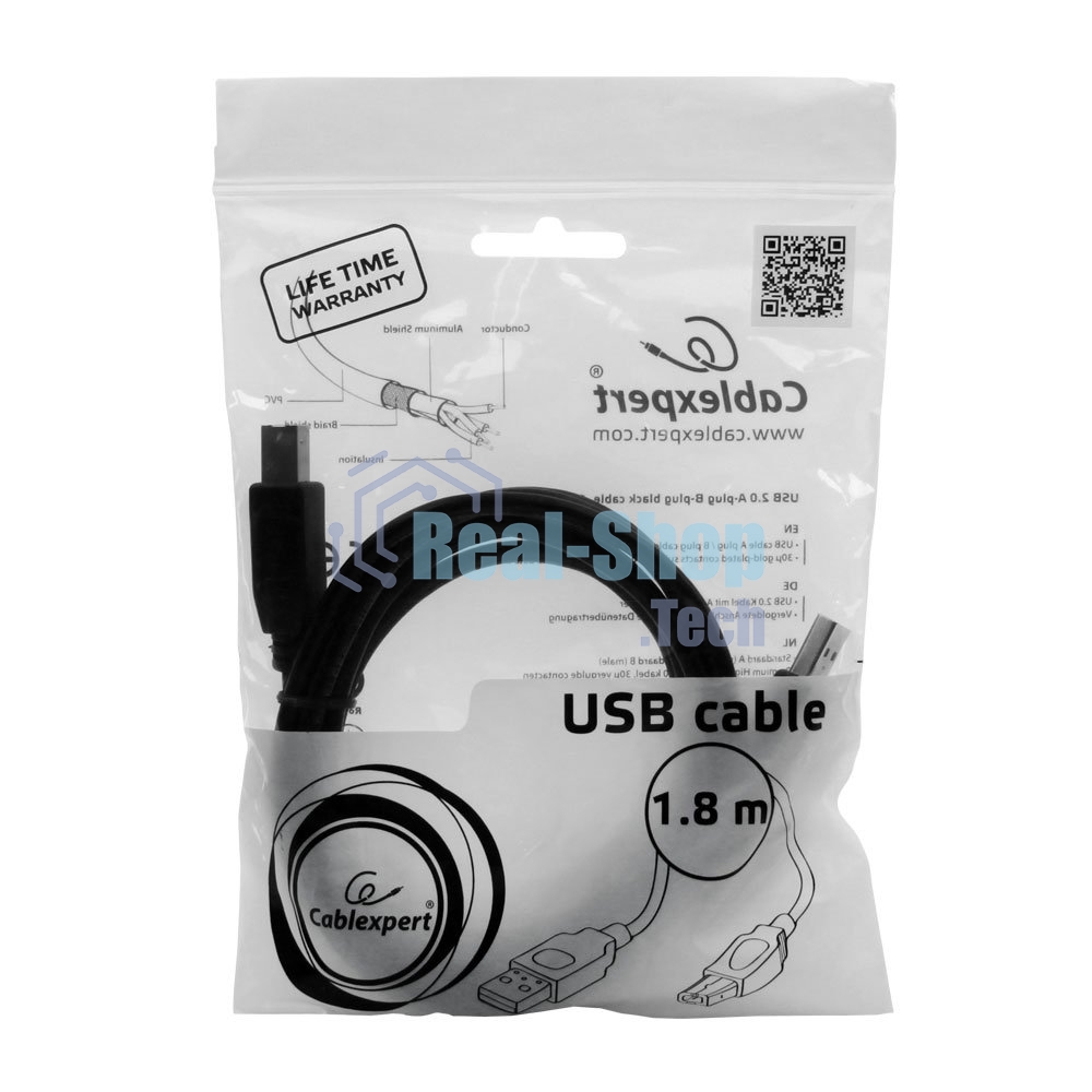 Кабель Gembird USB 2.0 PRO для соед. 1.8м AM/BM позол. контакты, пакет