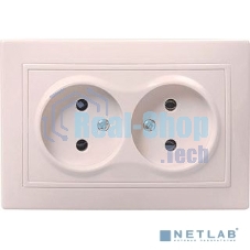 Розетка 2-м СП Кварта 10А IP20 без заземл. крем. IEK ERK23-K33-10-DM