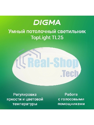Умный светильник Digma TopLight TL25 потолоч. белый (TL25)