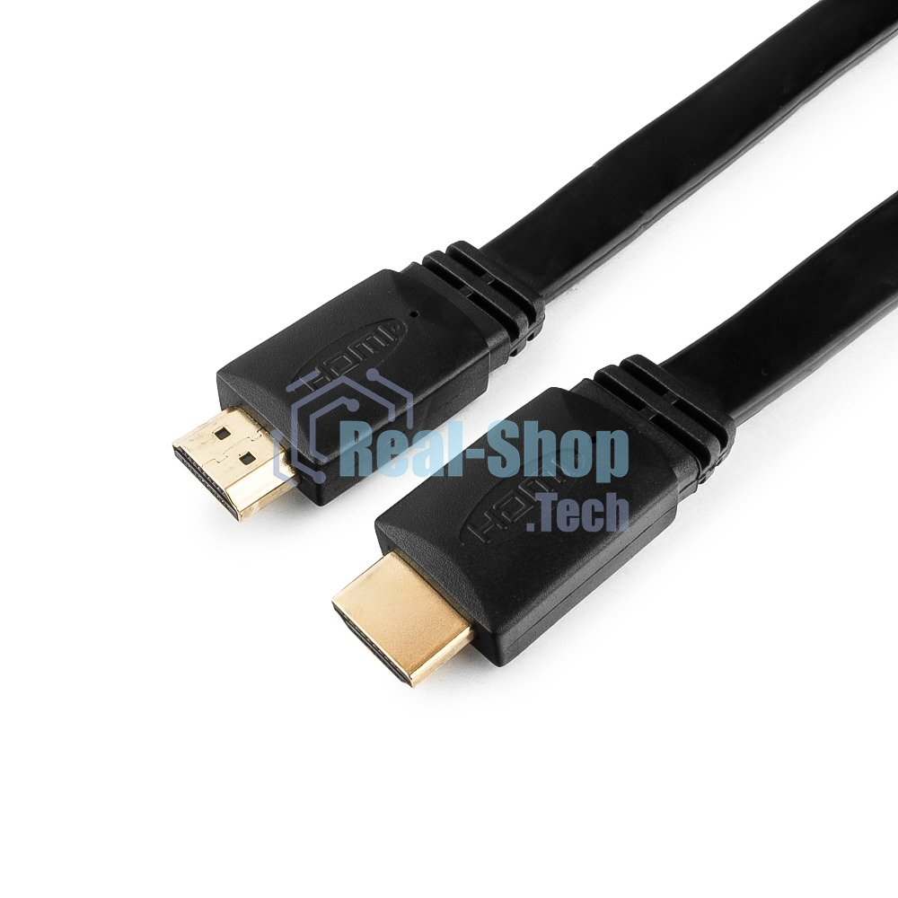 Кабель Cablexpert HDMI CC-HDMI4F-6, 19M/19M, v2.0, медь, позол.разъемы, экран, плоский кабель, 1.8м, черный, пакет