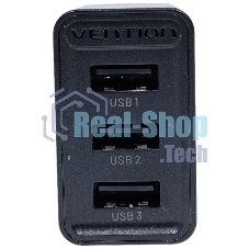 Сетевое зарядное устройство Vention на 3 порта USB 2.4A черный