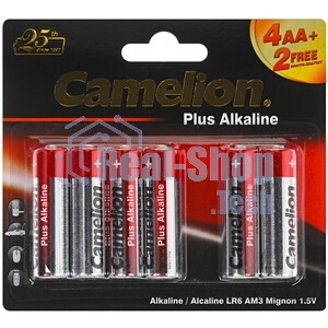 Элемент питания алкалиновый Camelion LR 6 LR6-SP4 (уп.4шт) 1.5 В