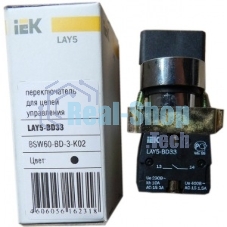Переключатель LAY5-BD33 на 3 полож. черный I-O-II станд. ручка IEK BSW60-BD-3-K02