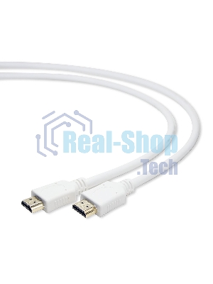 Кабель Cablexpert HDMI CC-HDMI4-W-1M, 19M/19M, v2.0, медь, позол.разъемы, экран, 1м, белый, пакет