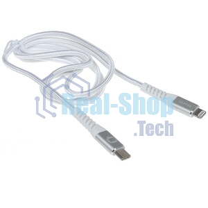 Кабель QUMO, MFI С94, Type-C на MFI Apple 8 pin, силиконовый, 1м, 2,22A, 9V, 20W, PD (белый)