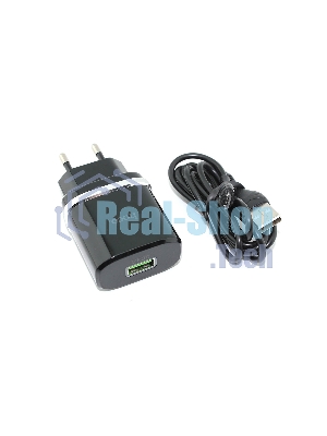 Блок питания (сетевой адаптер) HOCO С12Q Smart QC3.0, кабель Micro USB, USB, 5V, 3.0A, черный
