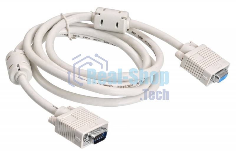 Удлинитель Buro кабеля VGA-15M/Fpro SVGA 15m/f для LCD мониторов 2 фильтра 1.8м