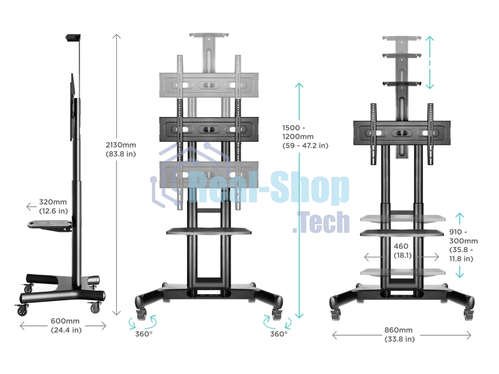 Мобильная стойка ONKRON TS1551 черный