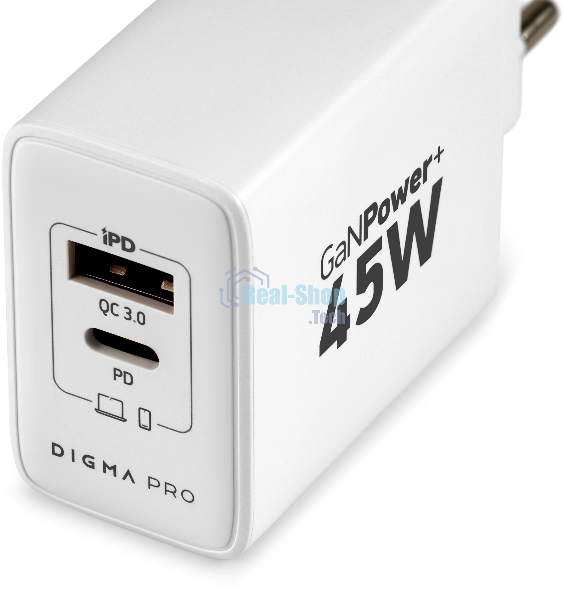 Сетевое зарядное устройство Digma Pro DPW4A 45W 3A (PD+QC) USB-C/USB-A универсальное белый (DPW4A5GX11WH)