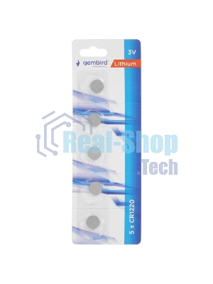 Батарейки литиевые Gembird Gb-CR1220-5B, тип CR1220, 5шт, блистер, 3 В