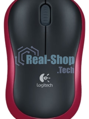Мышь беспроводная Logitech M185, красный, 1000 dpi, радиоканал, USB, кнопки - 3