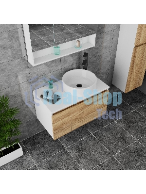 Тумба с раковиной и выпуском (Тумба Bau Dream Blackwood 80, умывальник BAU Dream круглая D41, выпуск клик клак, черный)