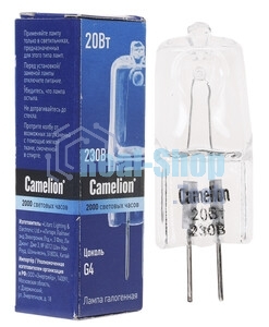 Лампа галогенная JD 20Вт капсула g4 2850К 240В g4 Camelion 10405