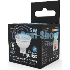 Лампа светодиодная Gauss черный 5Вт цок.: GU5.3 рефлектор 220B 4100K св. свеч. белый ней. MR16 (упак.: 10 шт)
