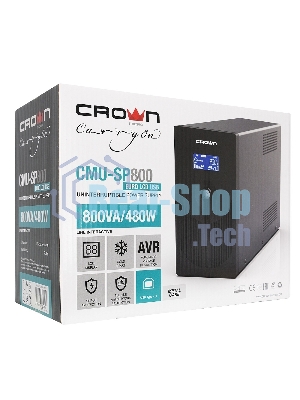 Источник бесперебойного питания Crown CMU-SP800EURO LCD/800 ВА/450 Вт/4 x евророзетка с заземлением (Schuko)