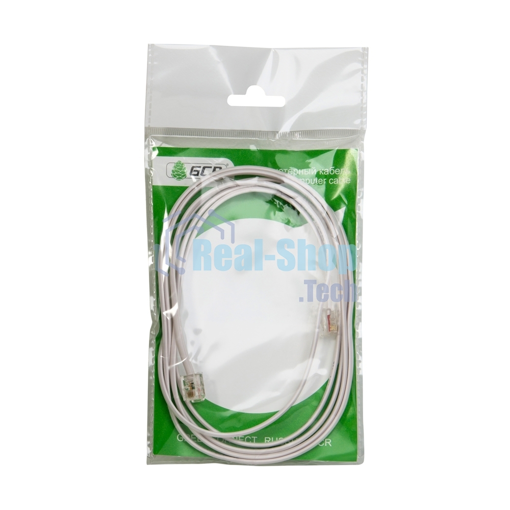 Телефонный шнур Greenconnect удлинитель для аппарата 3.0m GCR-TP6P4C-3.0m, 6P4C (джек 6p4c - jack 6p4c) белый Greenconnect Телефонный шнур удлинитель для аппарата 3.0m GCR-TP6P4C-3.0m, 6P4C (джек 6p4c - jack 6p4c) белый