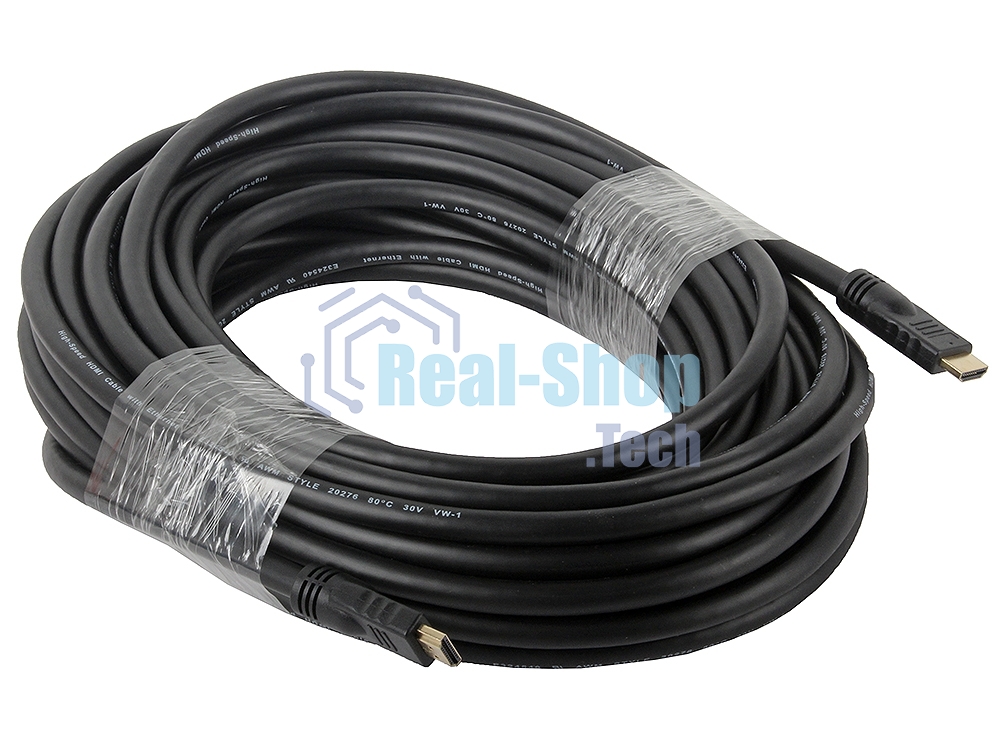 Кабель Cablexpert HDMI CC-HDMI4-20M, 19M/19M, v2.0, медь, позол.разъемы, экран, 20м, черный, пакет