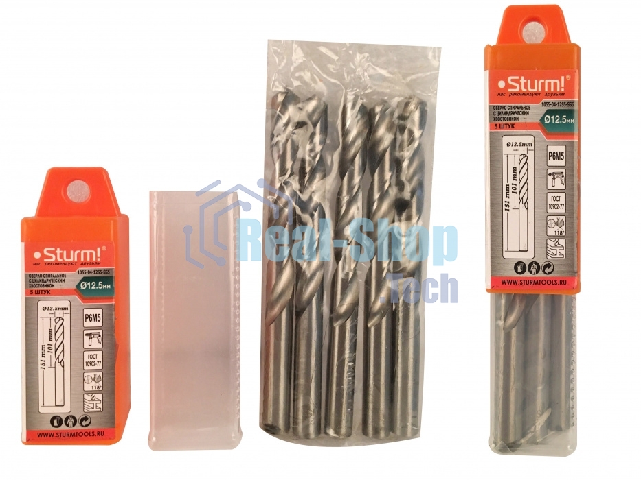 Сверло по металлу Sturm! 1055-04-12S5-SS5 12.5х151м сталь hss упаковка 5 шт
