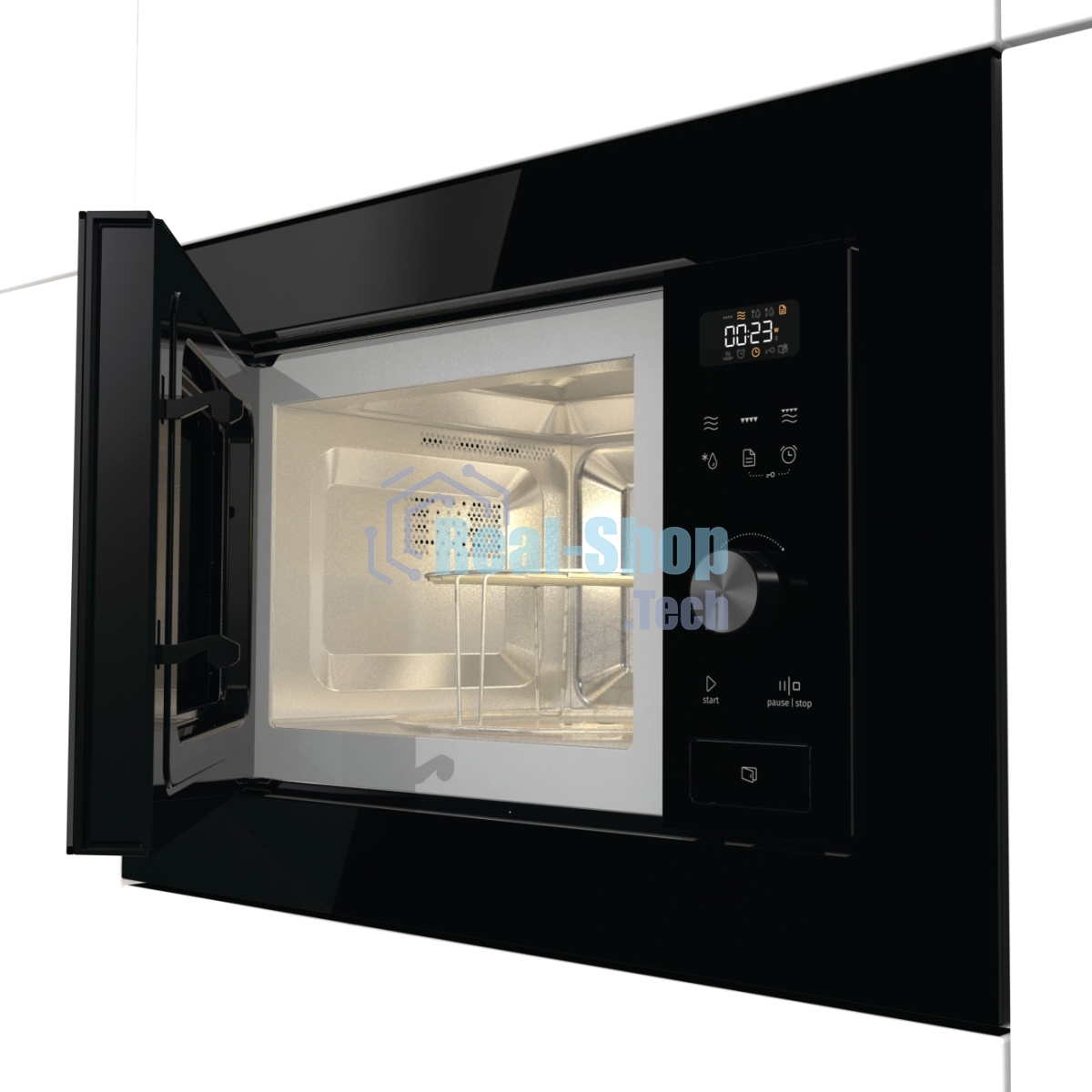Встраиваемая микроволновая печь GORENJE BM201AG1BG черный, 20 л, 800 Вт, переключатели - сенсор, поворотный механизм