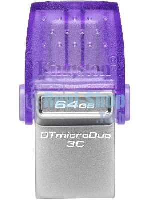 Флешка USB Kingston DataTraveler microDuo 3C (DTDUO3CG3/64Gb), 64Gb, USB 3.2 Gen 1/Type-C, R/W 200/15, фиолетовый
