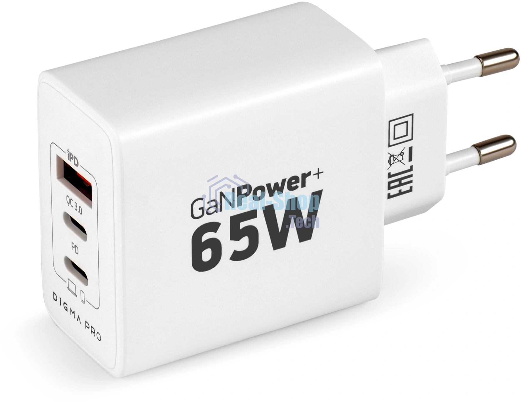 Сетевое зарядное устройство Digma Pro DPW6B 65W 3.25A (PD+QC) 2хUSB-C/USB-A универсальное белый (DPW6B5GX12WH)