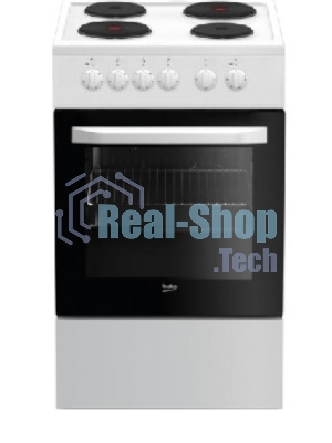 Плита электрическая Beko FFSS56000W белый, конфорок 4 шт, духовка 60 л, 50 см x 85 см x 60 см