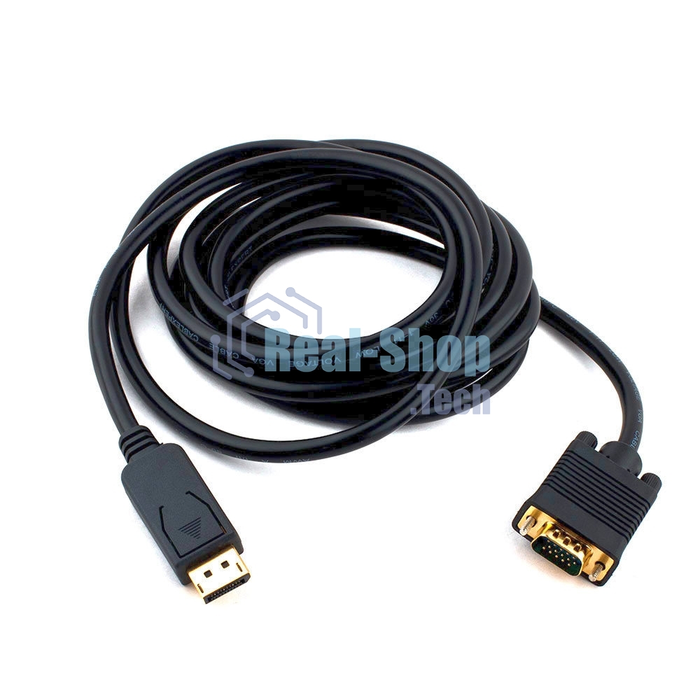 Кабель DisplayPort->VGA Cablexpert CCP-DPM-VGAM-10, 3м, 20M/15M, черный, экран, пакет