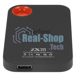 Внешний SSD Netac ZX20 II, 512 Gb, USB 3.2 Gen 2x2 Type-C, R/W 2000/1800, черный