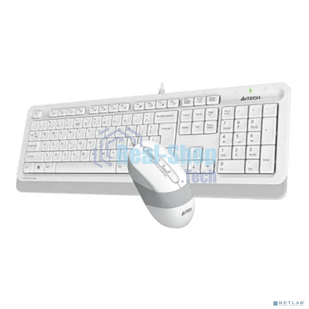 Комплект клавиатура+мышь A4Tech FStyler F1010 проводной, USB, 1600 DPI, белый/серый