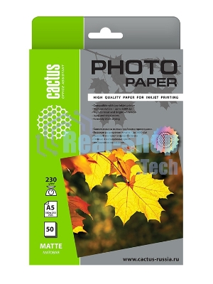 Фотобумага Cactus CS-MA523050 A5/230г/м2/50л./белый матовое для струйной печати